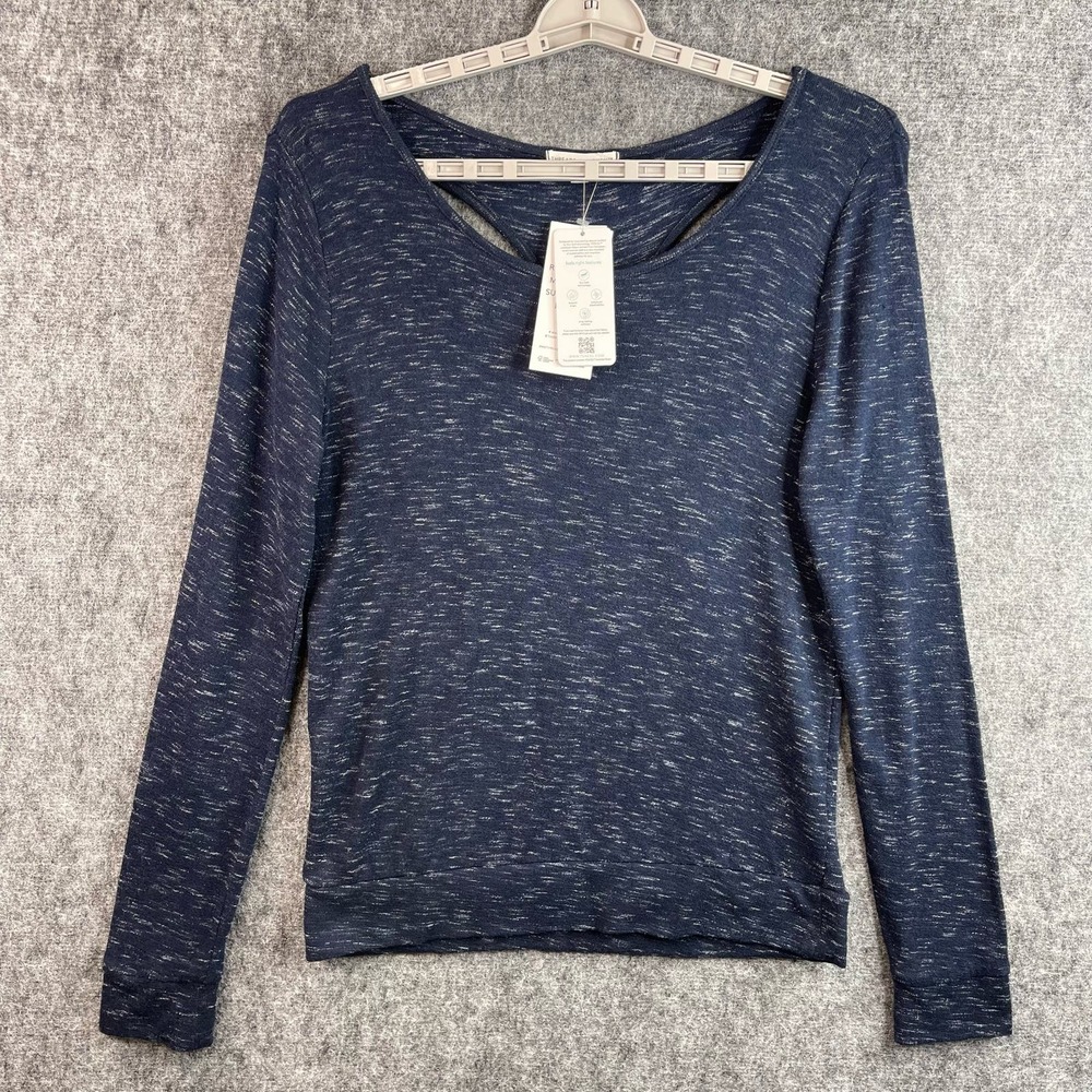 Threads for Thought Womens Athletic Log Sleeve Shirt Size Medium Navy  Racerback